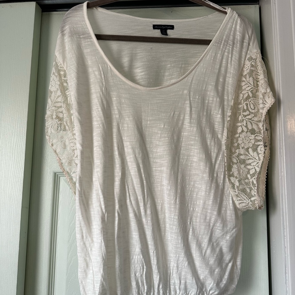 American Eagle Outfitters Lace Sleeve Oversized Top
